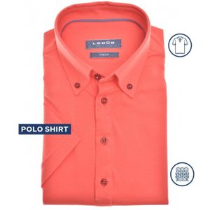 Ledub slim fit overhemd, korte mouw, koraal oranje tricot 45