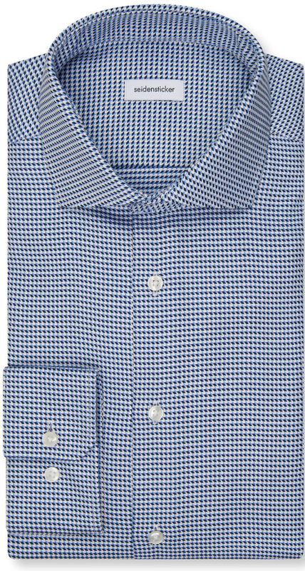 Seidensticker - Overhemd - Blauw - Lange Mouw - 100% Katoen - Modern Kent Kraag