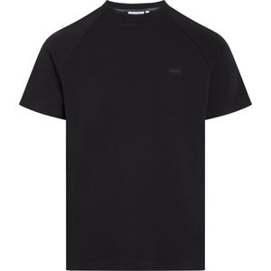 Calvin Klein Logo Tape Raglan T-shirt, heren T-shirt korte mouw O-hals, zwart -  Maat: L