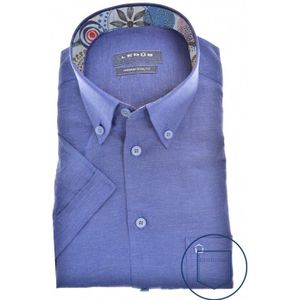 Ledub modern fit overhemd, korte mouw, middenblauw