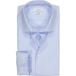 Seidensticker shaped fit overhemd, lichtblauw met wit gestreept 38