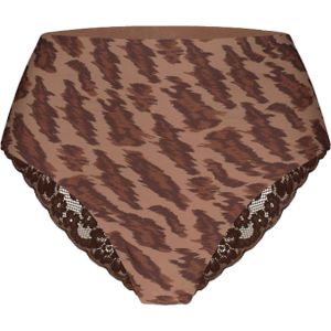 TEN CATE Secrets Lace women high waist brazilian met kant (1-pack), dames slip hoge taille, animal - Maat: S