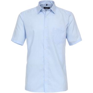 CASA MODA comfort fit overhemd, korte mouw, twill, lichtblauw met wit geruit