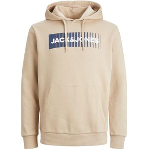 JACK & JONES Corp logo sweat hood play regular fit, heren hoodie katoenmengsel met capuchon, beige