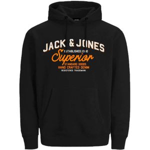 JACK & JONES Star logo sweat hood regular fit, heren hoodie katoenmengsel met capuchon, zwart AW23 -  Maat: XXL