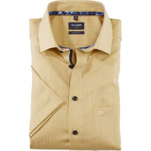 OLYMP Luxor modern fit overhemd, korte mouw, structuur, geel
