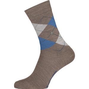 Burlington Marylebone damessokken, wol, lichtbruin met blauw en grijs