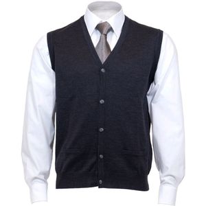 OLYMP modern fit mouwloos vest wol, V-hals, antraciet -  Maat: M