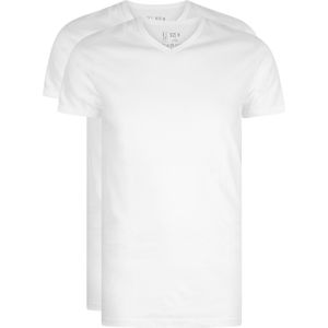 RJ Bodywear Everyday - Den Haag - extra lang T-shirt V-hals smal - wit 2-pack
