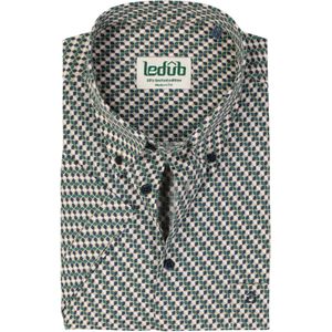 Ledub modern fit overhemd, korte mouw, popeline, middengroen dessin