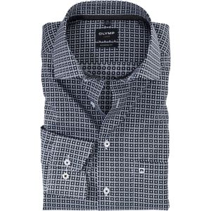 OLYMP Luxor modern fit overhemd, mouwlengte 7, popeline, zwart dessin