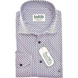 Ledub modern fit overhemd, popeline, donkerblauw dessin
