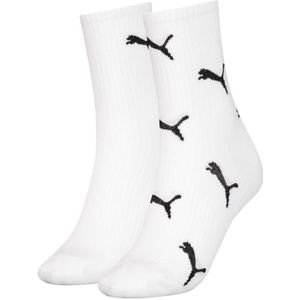 Puma Cat Logo Sock (2-pack), dames sokken, wit dessin -  Maat: 39-42