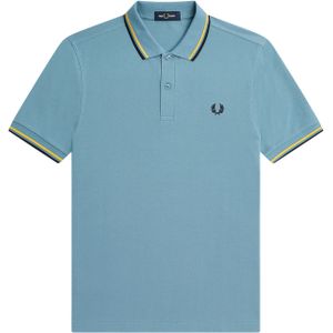 Fred Perry M3600 polo twin tipped shirt, pique, Ash Blue / Golden Hour / Navy -  Maat: XL