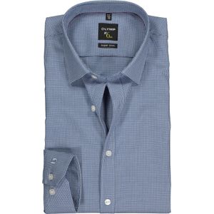 OLYMP No. Six super slim fit overhemd, marine blauw geruit 37