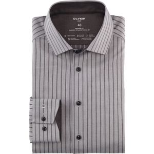 OLYMP Luxor 24/7 modern fit overhemd, tricot, zwart gestreept 37