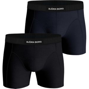 Bjorn Borg Cotton Stretch boxers, heren boxers normale lengte (2-pack), blauw en zwart -  Maat: XS