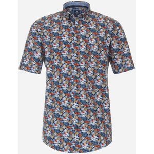 3 voor 99 | Redmond comfort fit overhemd, korte mouw, popeline, blauw dessin 45/46