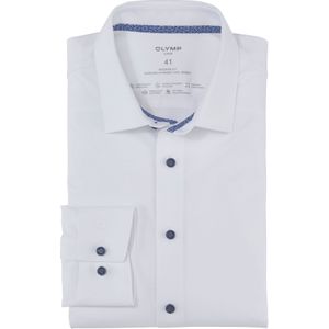 OLYMP - Luxor 24/7 - Overhemd - Wit - Modern Fit, Satijnbinding, Dynamic-Flex-Jersey