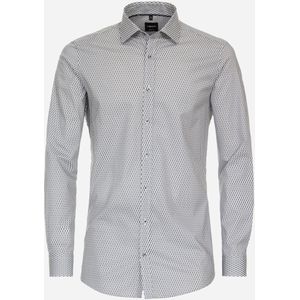 VENTI body fit overhemd, popeline, grijs dessin