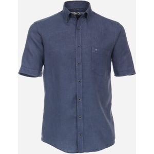 CASA MODA Sport casual fit overhemd, korte mouw, linnen, blauw 53/54