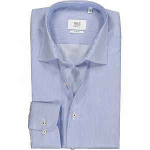 ETERNA - 1863 - Slim Fit Overhemd - Donkerblauw met Wit Gestreept - Premium Twill