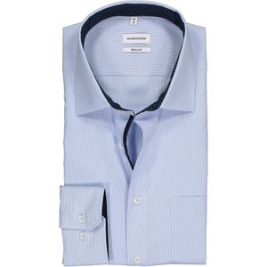 Seidensticker regular fit overhemd, blauw met wit gestreept (contrast) 46