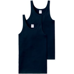 SCHIESSER Cotton Essentials singlet (2-pack), heren onderhemden navy blauw -  Maat: 3XL