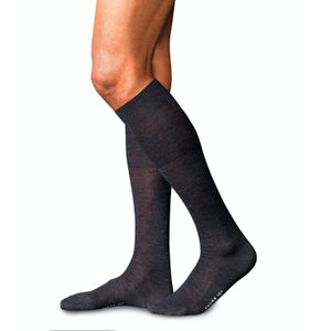 FALKE No. 6 Finest Merino & Silk heren kniekousen, antraciet (anthra.mel)