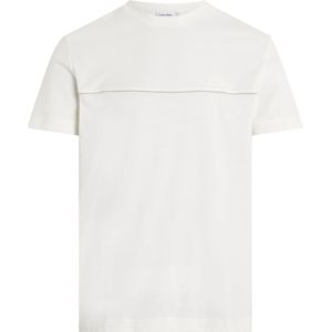 Calvin Klein Texture Mix Piping T-shirt, heren T-shirt korte mouw O-hals, wit -  Maat: S