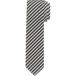 OLYMP smalle stropdas, middengrijs gestreept -  Maat: One size