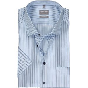 OLYMP comfort fit overhemd, korte mouw, popeline, lichtblauw gestreept 43