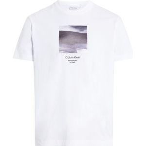 Calvin Klein Diffused Graphic T-shirt, heren T-shirt korte mouw O-hals, wit dessin - Maat: S