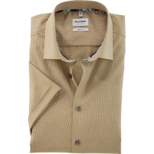 OLYMP Level 5 body fit overhemd, korte mouw, structuur, messing dessin