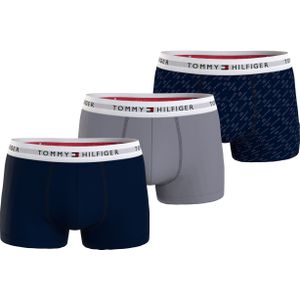 Tommy Hilfiger trunk (3-pack), heren boxers normale lengte, blauw, grijs, logoprint -  Maat: M