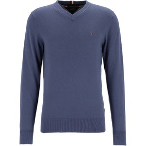 Tommy Hilfiger V-hals trui katoen met kasjmier, Pima Organic Cotton Cashmere, jeansblauw (Faded Indigo)