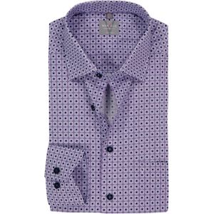 MARVELIS - Comfort Fit - Overhemd - Paars Dessin - Strijkvrij - Boordmaat 44