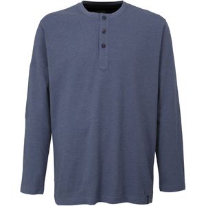 Ceceba heren T-shirt lange mouw met O-hals en knoopjes (1-pack), donkerblauw