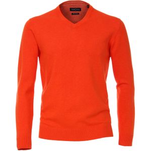 Casa Moda heren trui katoen V-hals, oranje-rood -  Maat: XXL