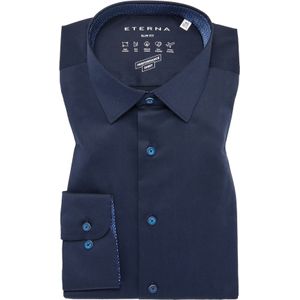 ETERNA slim fit overhemd, twill, donkerblauw (contrast) 44