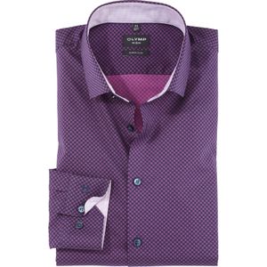 OLYMP No. 6 Six super slim fit overhemd, structuur, fuchsia geruit