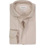 Profuomo - Slim Fit - Overhemd - Beige Gestreept - Strijkvriendelijk