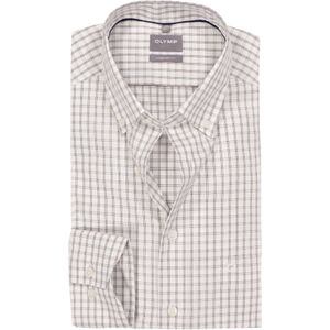 OLYMP Luxor comfort fit overhemd, popeline, noga bruin met wit geruit
