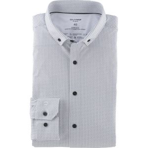 OLYMP 24/7 No. 6 Six super slim fit overhemd, mouwlengte 7, tricot, zwart dessin