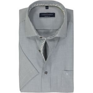 CASA MODA comfort fit overhemd, korte mouw, structuur, wit met blauw en groen dessin