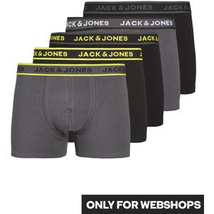 JACK & JONES Jacspeed solid trunks (5-pack), heren boxers normale lengte, zwart en antraciet -  Maat: XL