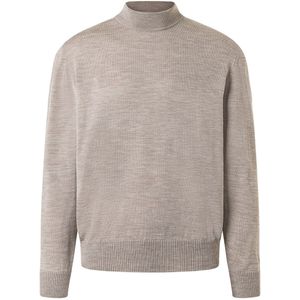 MAERZ Classic Fit heren trui met turtleneck wol, beige