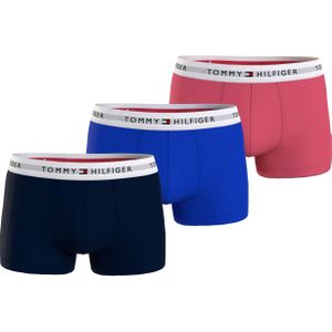 Tommy Hilfiger heren boxers normale lengte (3-pack), trunk, blauw en roze -  Maat: S