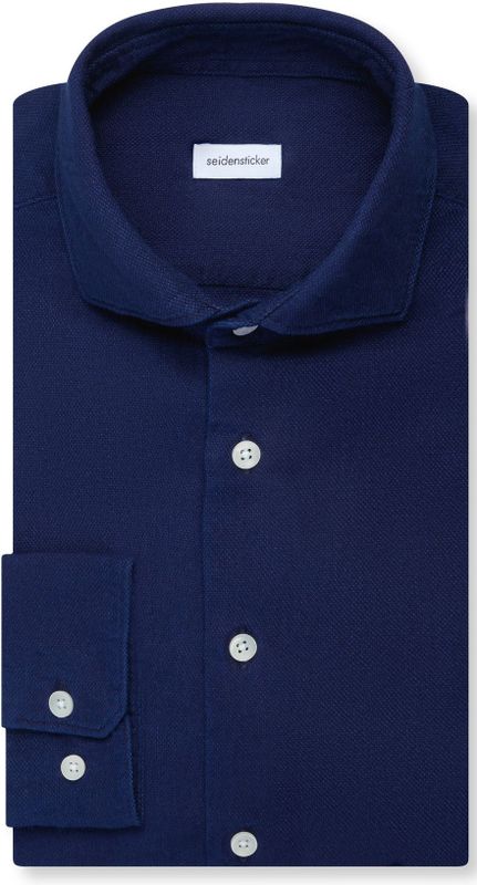 Seidensticker slim fit overhemd, structuur, blauw