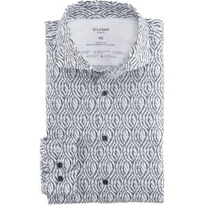 OLYMP 24/7 No. 6 Six super slim fit overhemd, tricot, zilvergrijs dessin